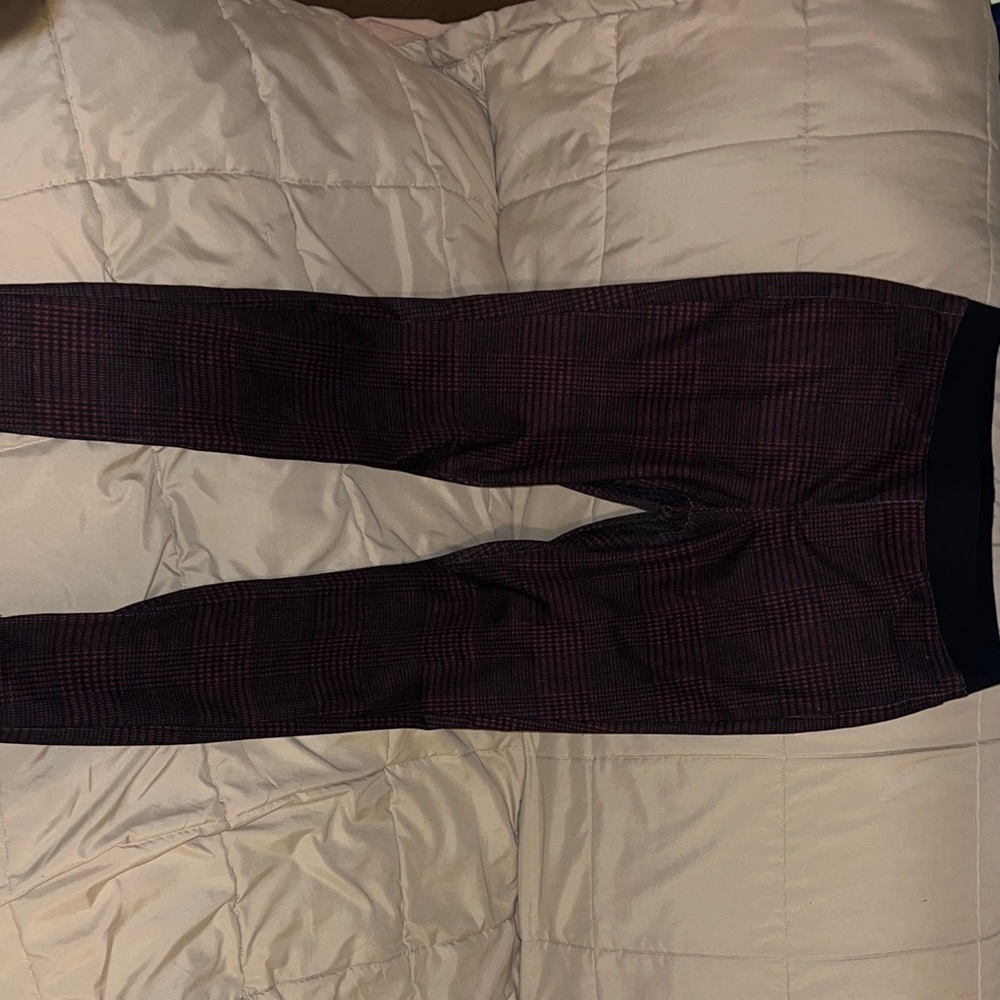 Plaid Leggings with Black Waistband
